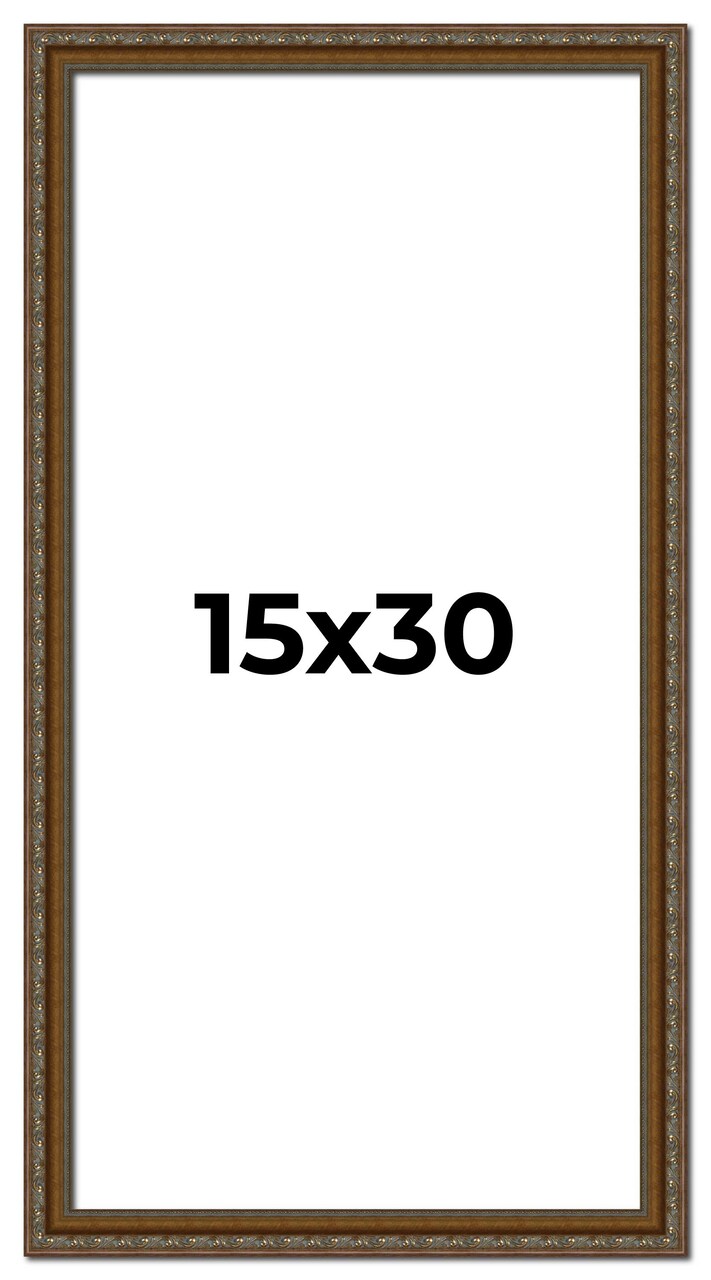 15x30 Sculpted Gold Picture Frame - UV Acrylic, Foam Board Backing, Hanging Hardware